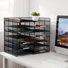 Bilateral Grid Desktop Document Organizer 12 Tray Paper Sorter Home & Office