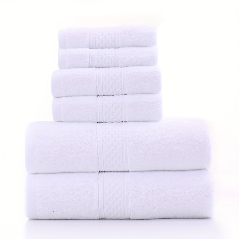 6pcs Solid Towel Set Soft Skin-friendly Cotton Towels for Home Bathroom