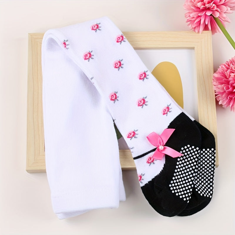 Cute Bow Pearl Baby Pantyhose, Non Slip Design