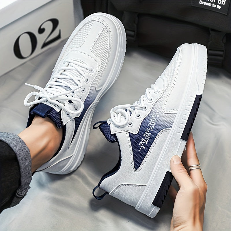 Men's Letters Print Mesh Sneakers Lace Up Casual Walking Shoes