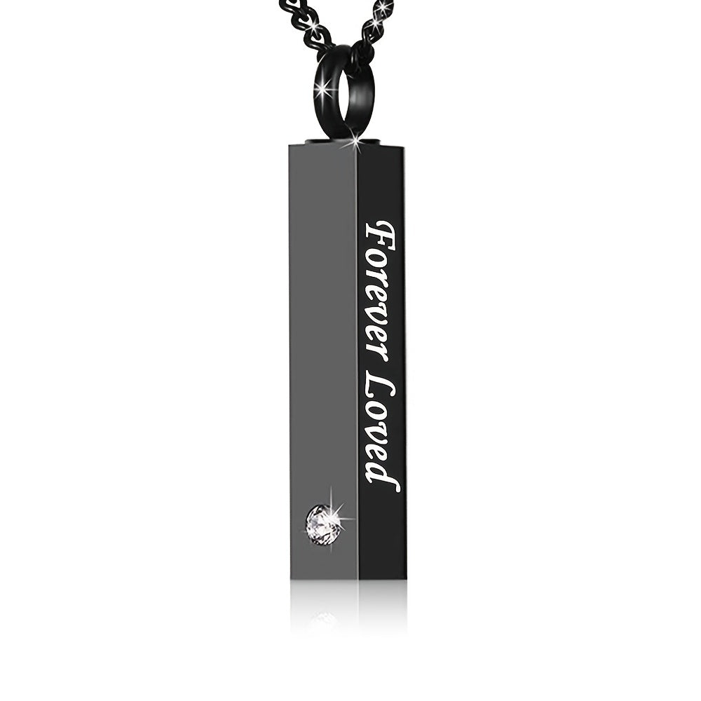 Crystal Cubic Urn Stainless Steel Locket Ashes Pendant Keepsake