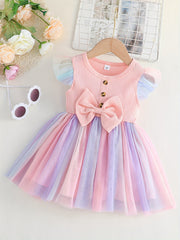 Baby Girls Bowknot Mesh Dress Summer Clothes