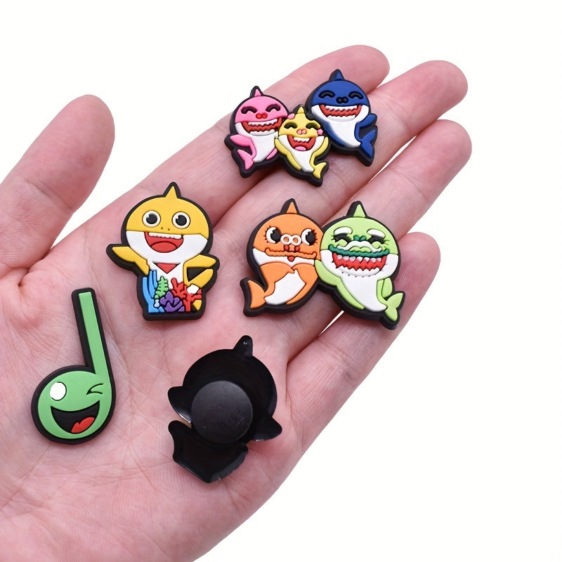 20pcs Funny Shark Shoe Charms For Bubble Slides Sandals PVC Shoe Decorations