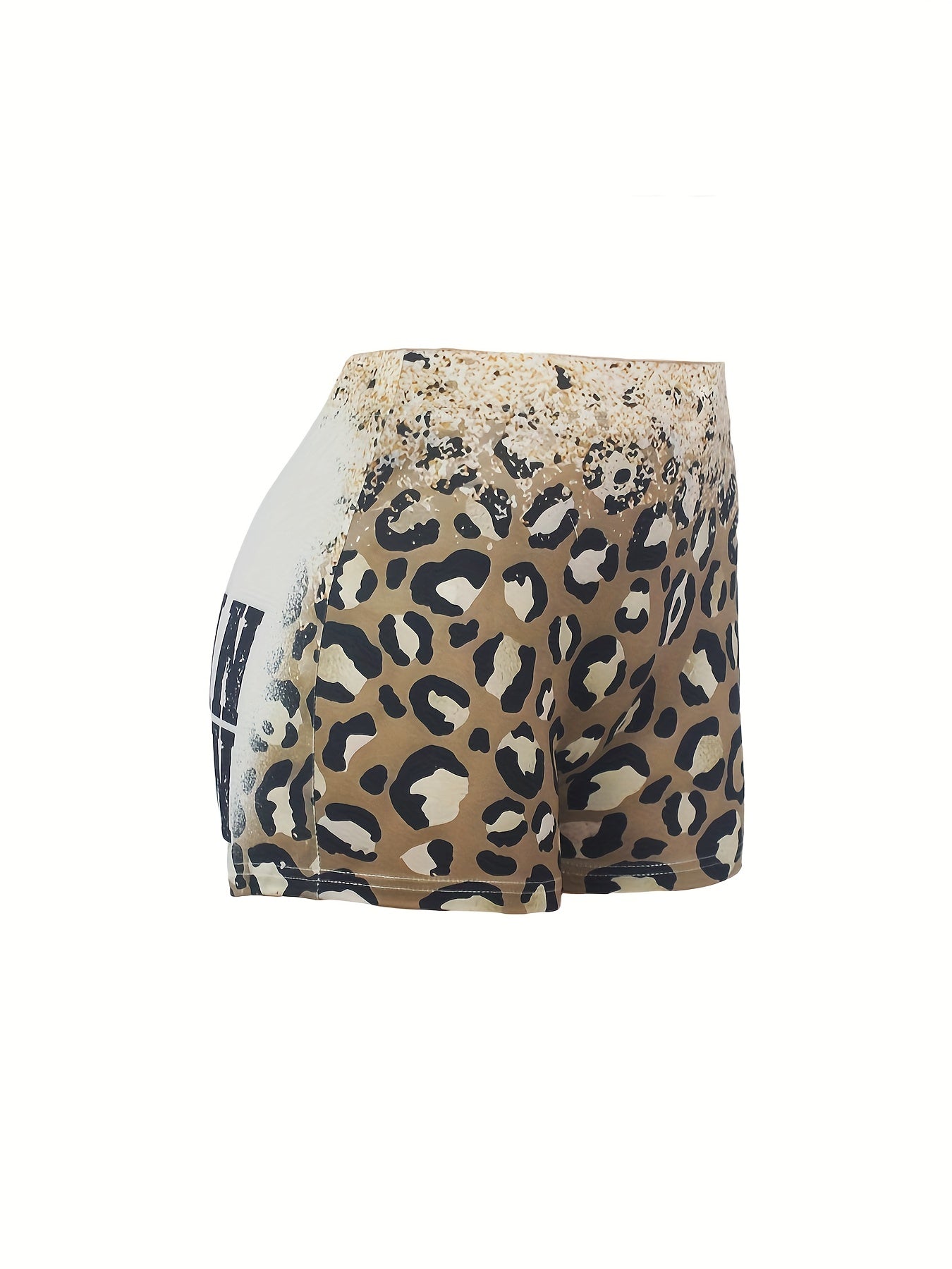 Leopard Print Skinny Shorts Casual Elastic Waist Women's Shorts