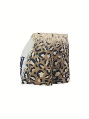 Leopard Print Skinny Shorts Casual Elastic Waist Women's Shorts