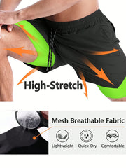 Men's 2 in 1 Double Layer Quick Drying Sports Shorts