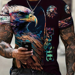 Men's Eagle Graphic Print T shirt Casual Comfy Slightly Stretch