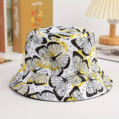 Children's Butterfly Print Sunshade Bucket Hat for Outdoor Travel