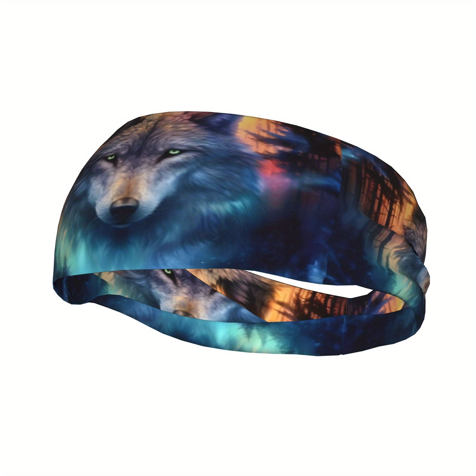 Wolf Print Sports Headband Sweat Wicking Stretchy Breathable
