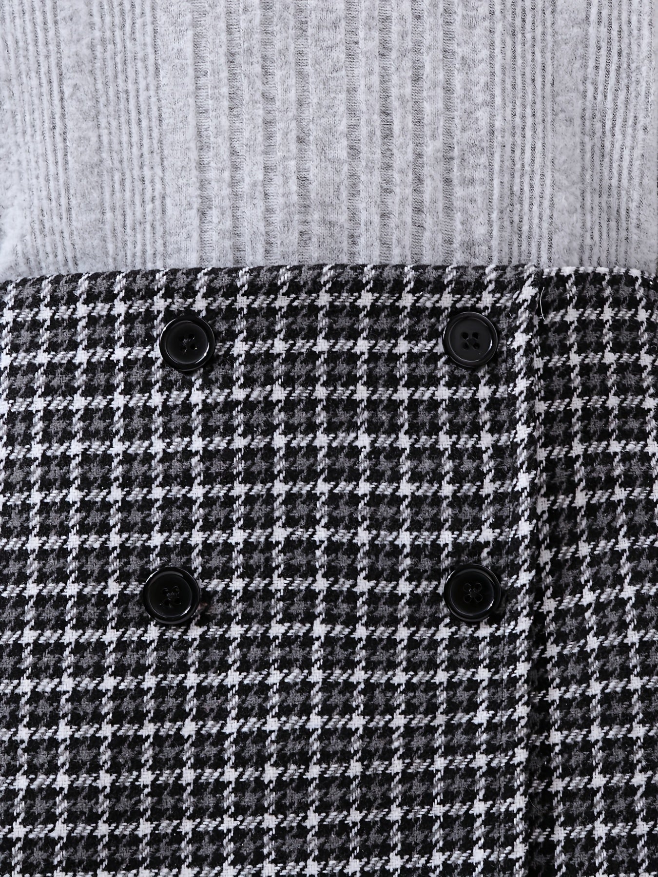 Girl's 2pcs Trumpet Sleeve Top & Houndstooth Skirt Set Casual Outfits