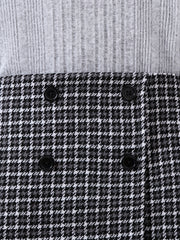 Girl's 2pcs Trumpet Sleeve Top & Houndstooth Skirt Set Casual Outfits
