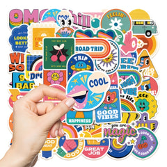 50pcs Retro Stickers DIY Laptop Skateboard Water Cup Waterproof Decorative Stick