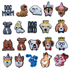 20pcs Dog Shoe Charms for Clogs Jibtz Bubble Slides Sandals PVC Accessories