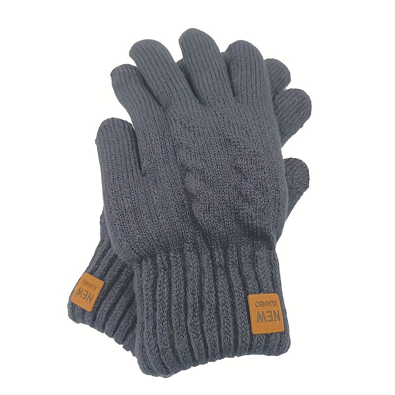 Plush Lining Winter Touch Screen Gloves For Men