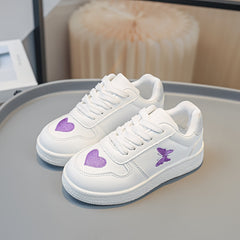 Girl's Butterfly & Heart Pattern Skate Shoes Non Slip Casual Sneakers