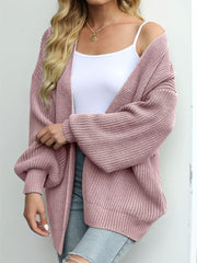 Casual Cardigan Women Solid Lantern Sleeve Open Front Cardigan