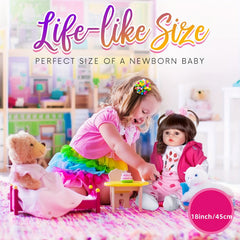 18 Inch Reborn Doll Realistic Lifelike Soft Doll, 360 Movable Arms and Legs
