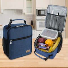 Portable Zipper Lunch Bag with Side Pocket