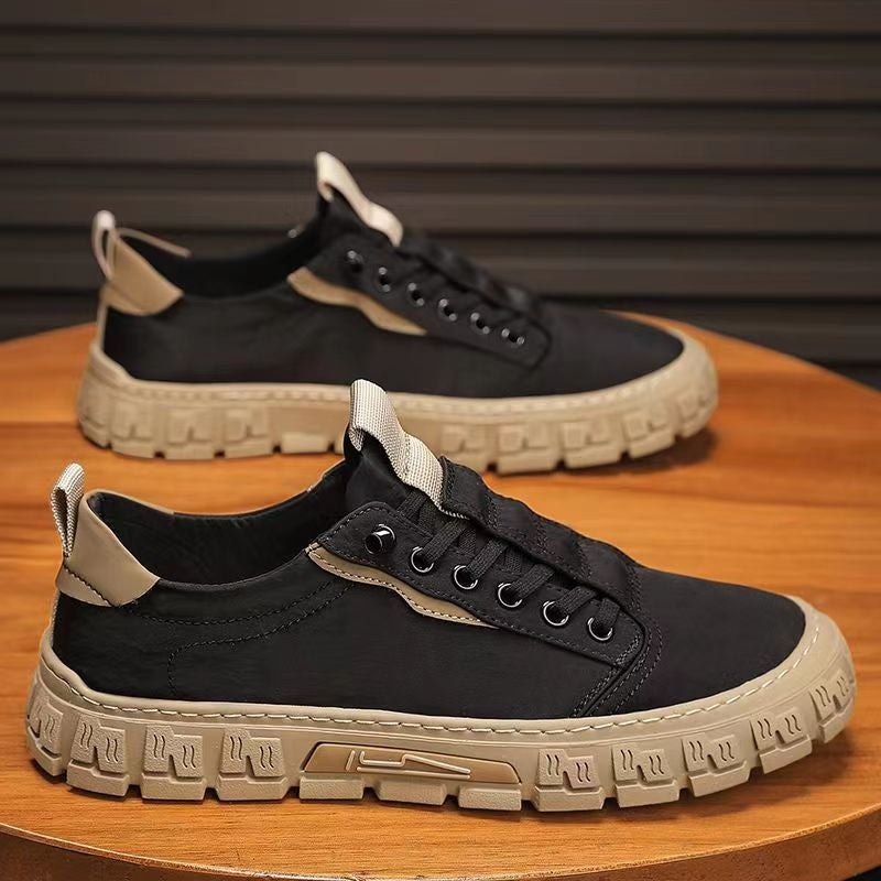Men's Canvas Sneakers Low Top Lace-up Shoes Casual Walking Comfortable