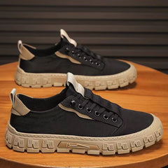 Men's Canvas Sneakers Low Top Lace-up Shoes Casual Walking Comfortable