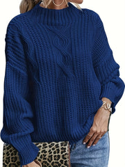 Casual Sweater Women's Plus Solid Jacquard Long Sleeve