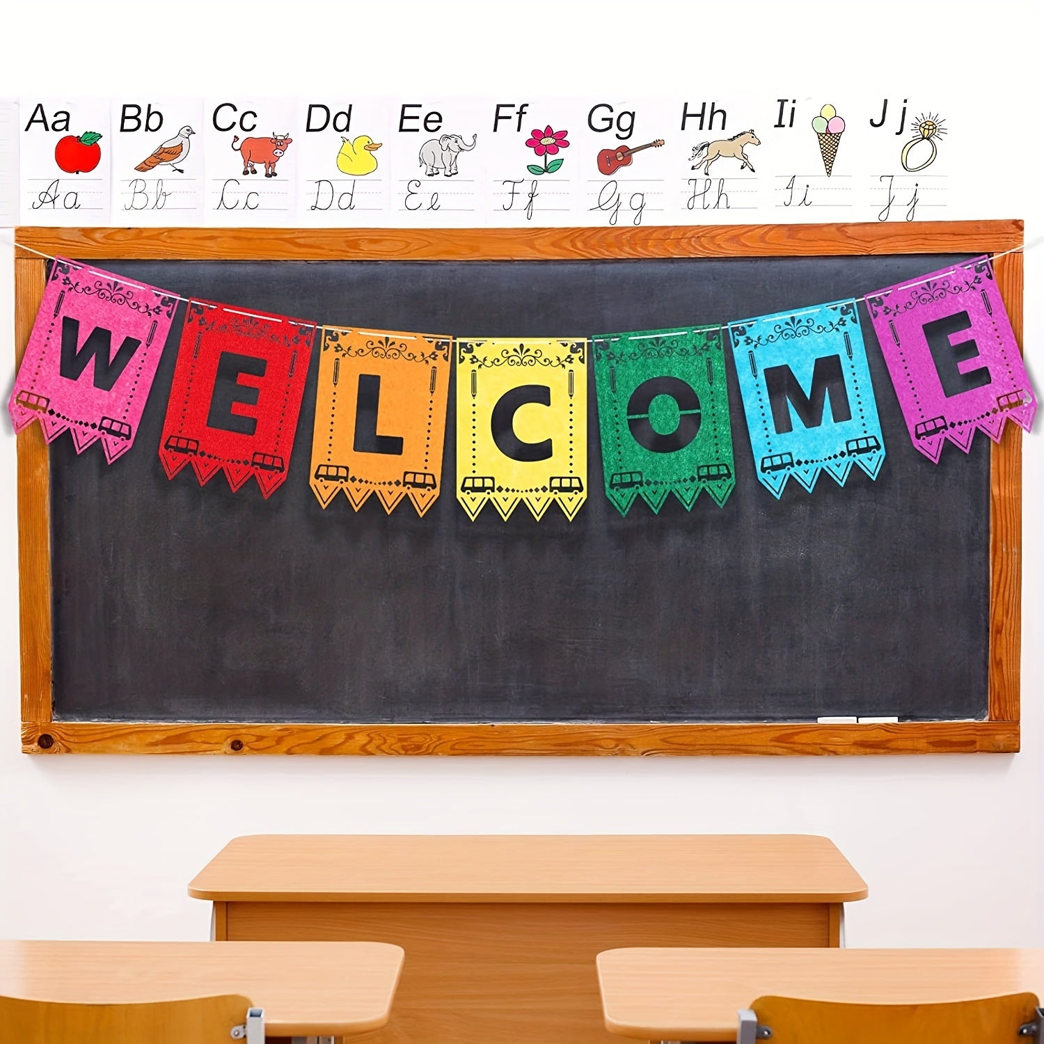 Colorful School Letter Pull Flag Welcome Banners - Classroom Decoration