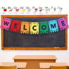Colorful School Letter Pull Flag Welcome Banners - Classroom Decoration