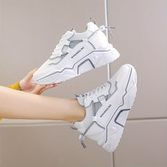 Women's Mesh Platform Sneakers Lace Up Running Shoes Breathable Comfortable