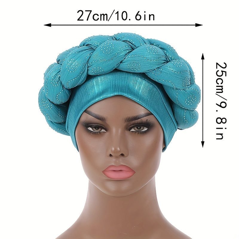 Bright Lake Turban Cap Braided Big Hijab Hat Crinkle Elastic Head Wrap