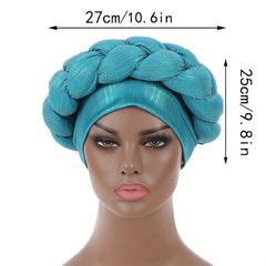 Bright Lake Turban Cap Braided Big Hijab Hat Crinkle Elastic Head Wrap