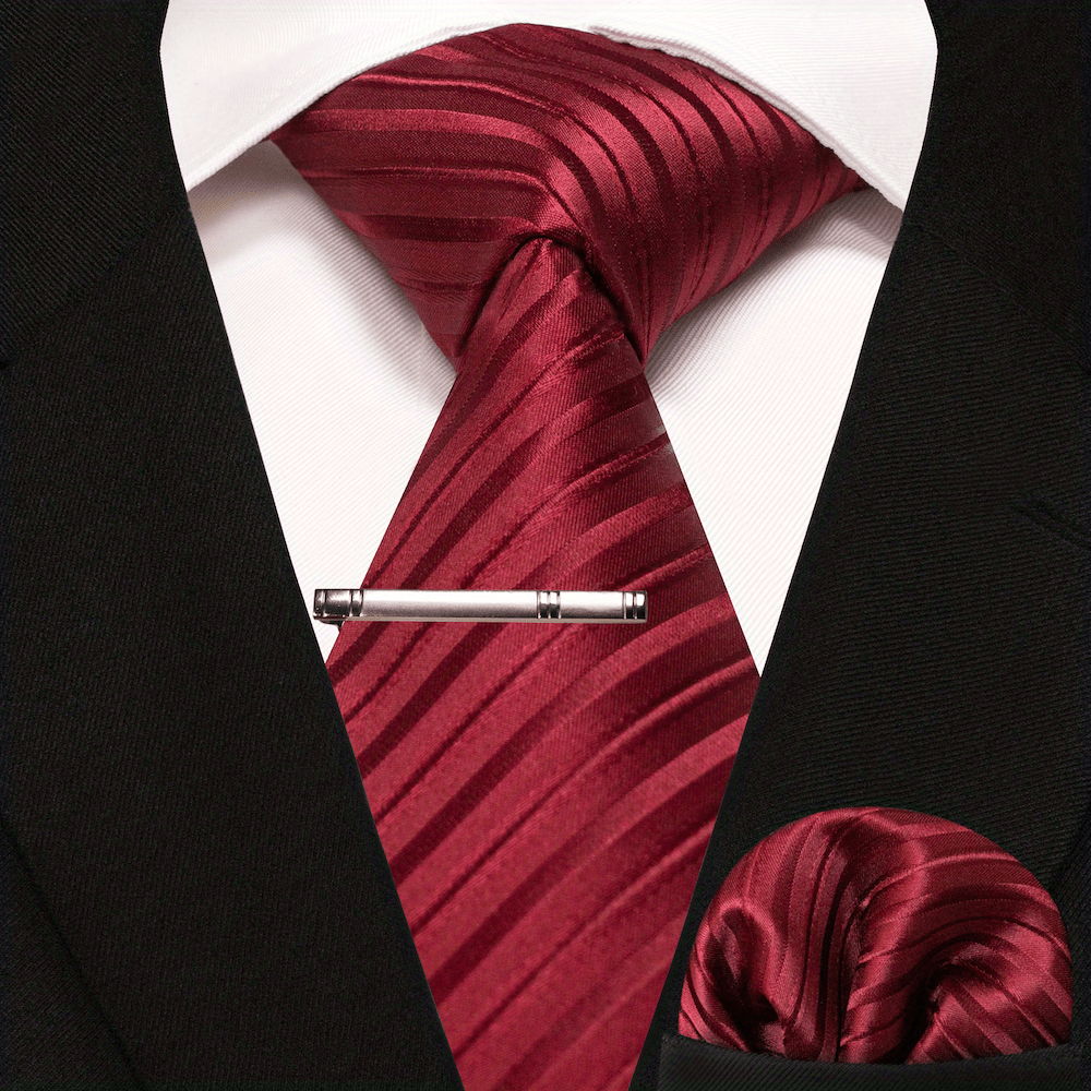 3pcs Striped Tie And Pocket Square Set for Men