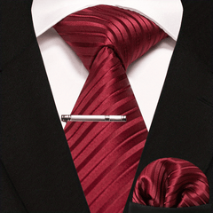 3pcs Striped Tie And Pocket Square Set for Men