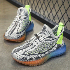 Boys Breathable Woven Sneakers Lightweight Non Slip Lace Up Shoes