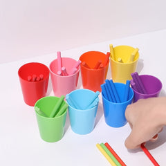 Color Matching Cups and Wooden Sticks for Preschoolers