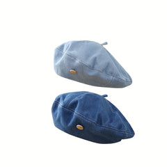 Iron Label Denim Beret Distressed Lightweight Painter Cap