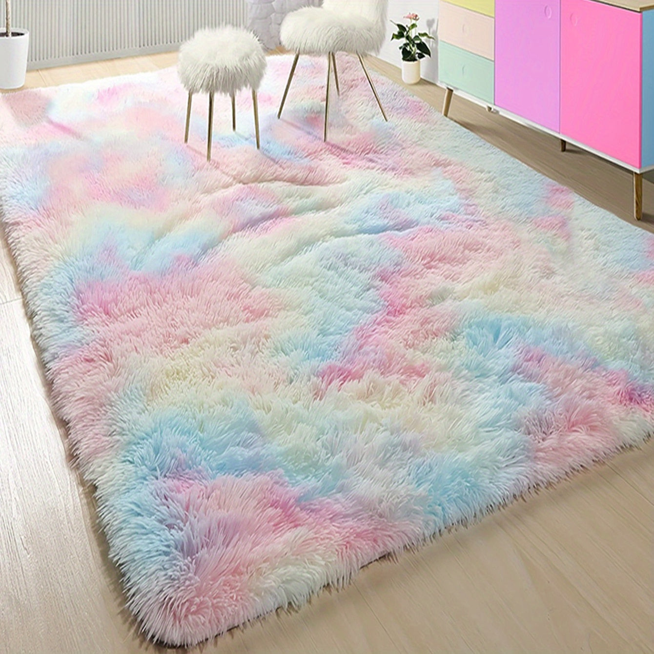Tie Dye Soft Plush Rug Non slip Living Room Bedroom Dorm Rug 39x78in