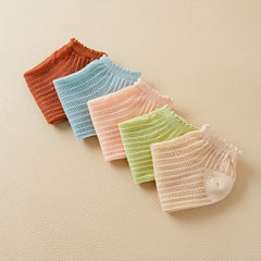5 Pairs Striped Mesh Short Socks Comfort & Breathable Ankle Socks