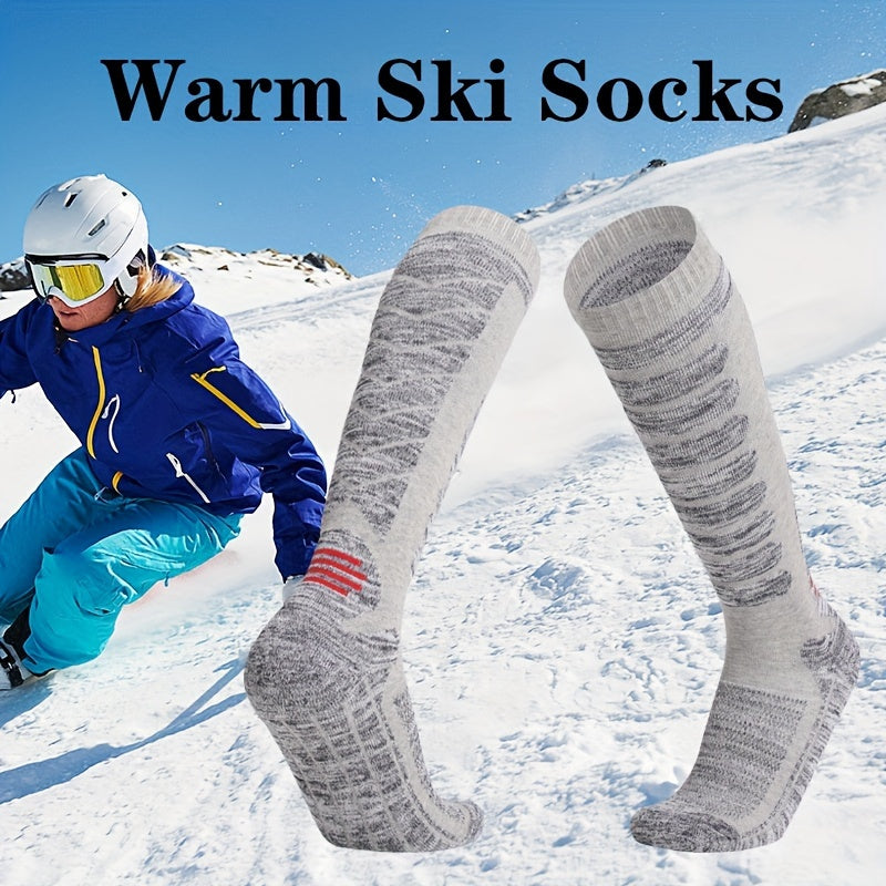 2 Pairs Winter Warm Ski Socks Men Thermal Cotton Blend Heated Crew Socks