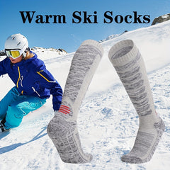 2 Pairs Winter Warm Ski Socks Men Thermal Cotton Blend Heated Crew Socks