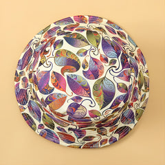 Graffiti Antique Leaf Print Windproof Bucket Hat