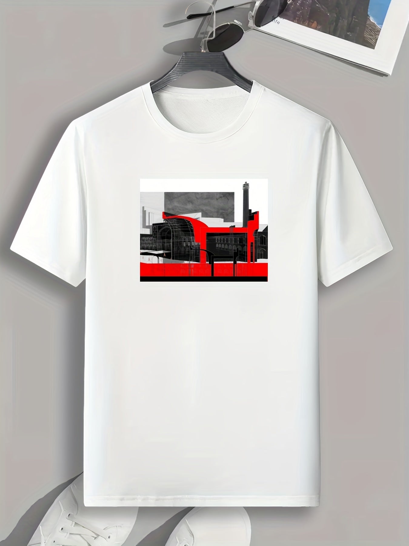 Modern Architecture Print Men's Comfy T shirt for Outdoor Summer