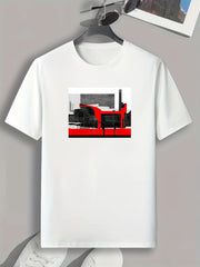 Modern Architecture Print Men's Comfy T shirt for Outdoor Summer