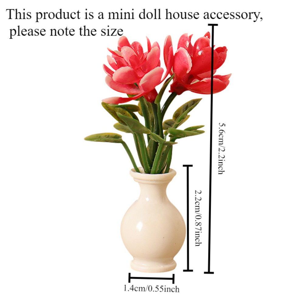 Colorful Mini Flower Arrangement in Vase for Dollhouses