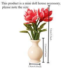 Colorful Mini Flower Arrangement in Vase for Dollhouses