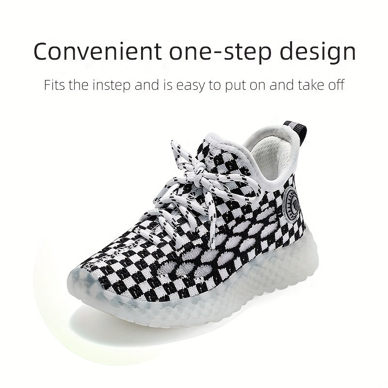 TARANIS Boys Casual Plaid Sneakers Breathable Lightweight Non-slip Shoes