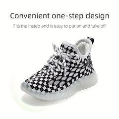 TARANIS Boys Casual Plaid Sneakers Breathable Lightweight Non-slip Shoes