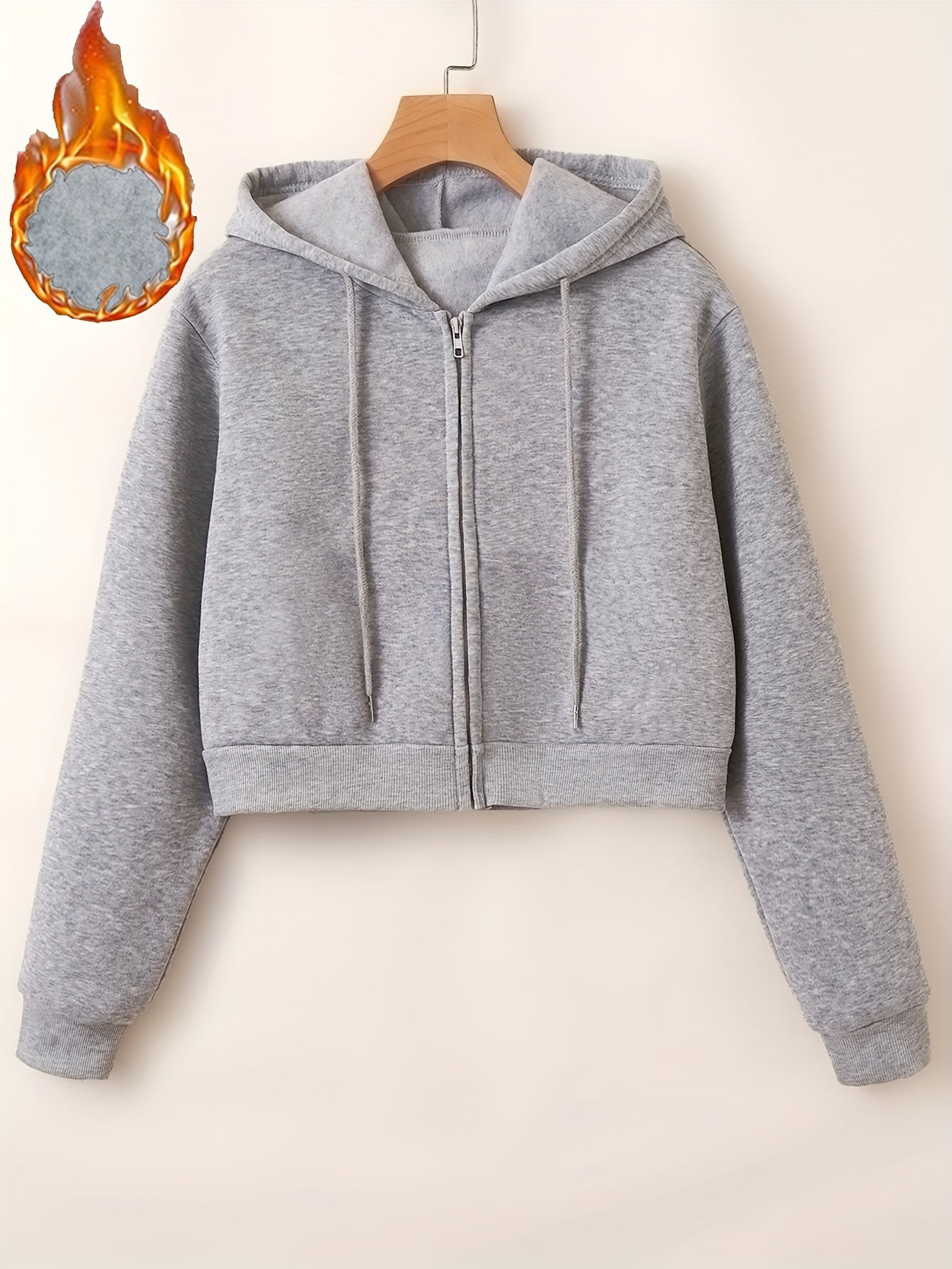 Solid Hooded Sweatshirt Fleece Casual Sports Hoodie Women's