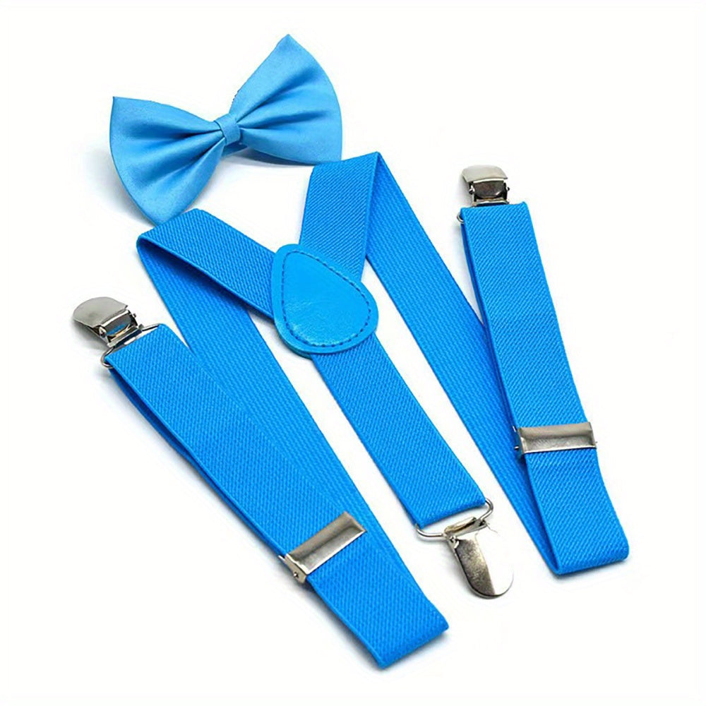 Y Shaped Suspenders Bow Tie Set For Kids