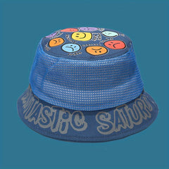 Kids Cartoon Fisherman Hat Breathable Mesh Sun Protection Bucket Hat