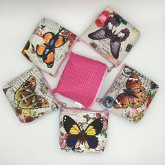 Cartoon Butterfly Pattern Zipper Coin Purse Small Storage Bag Key Bag